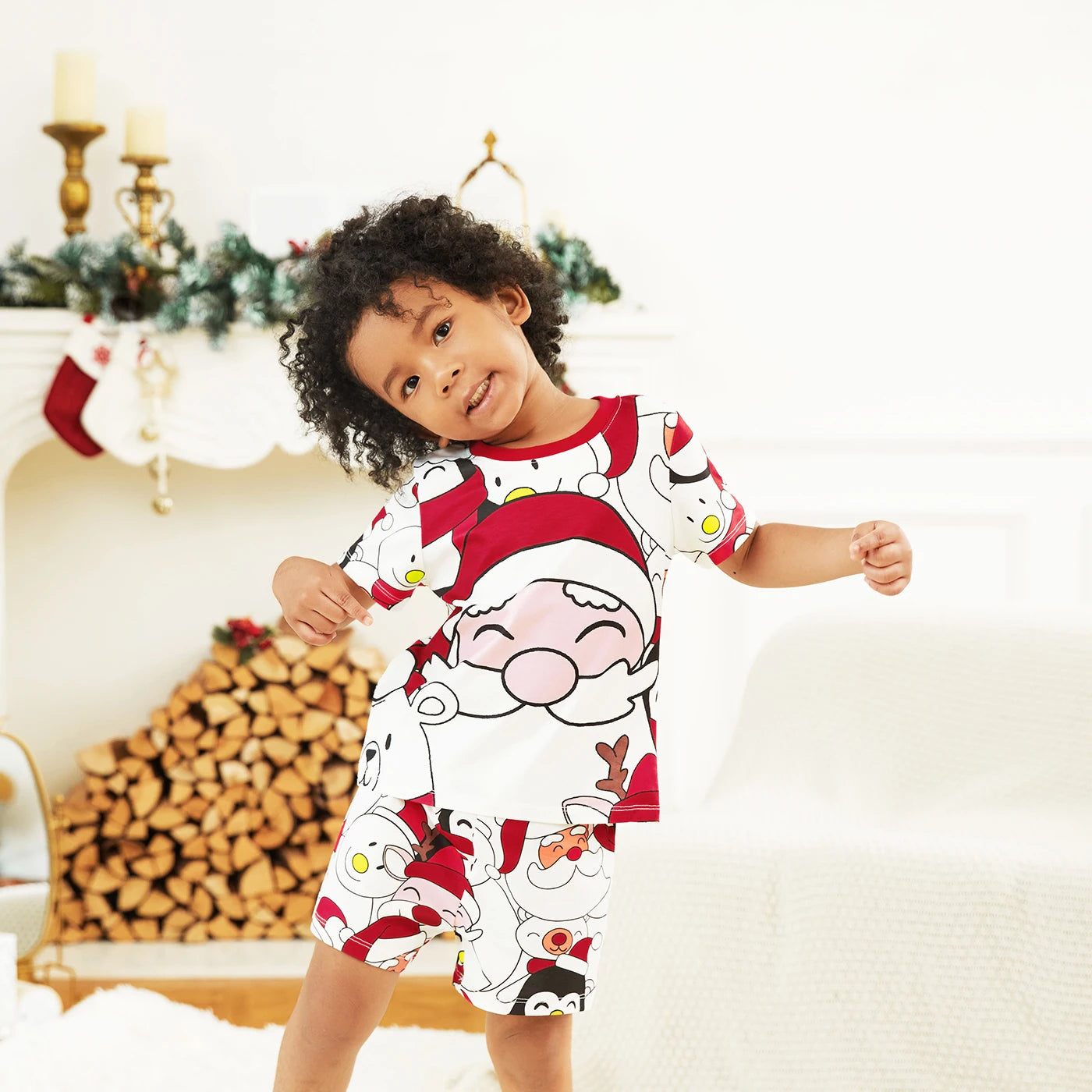 Merry Christmas Santa Print Pyjama Set