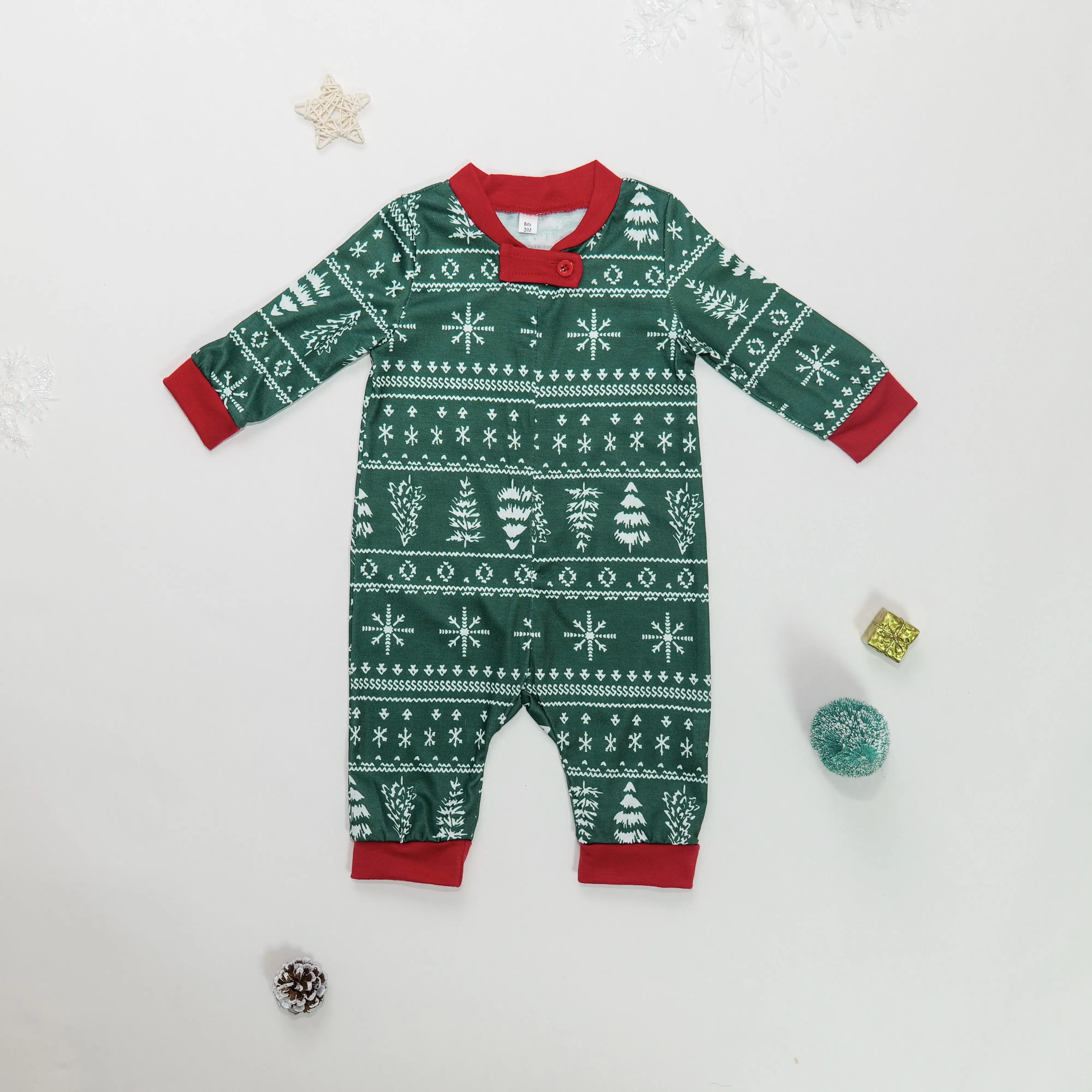 Green & Red Pine Tree & Snowflake Pyjama Set