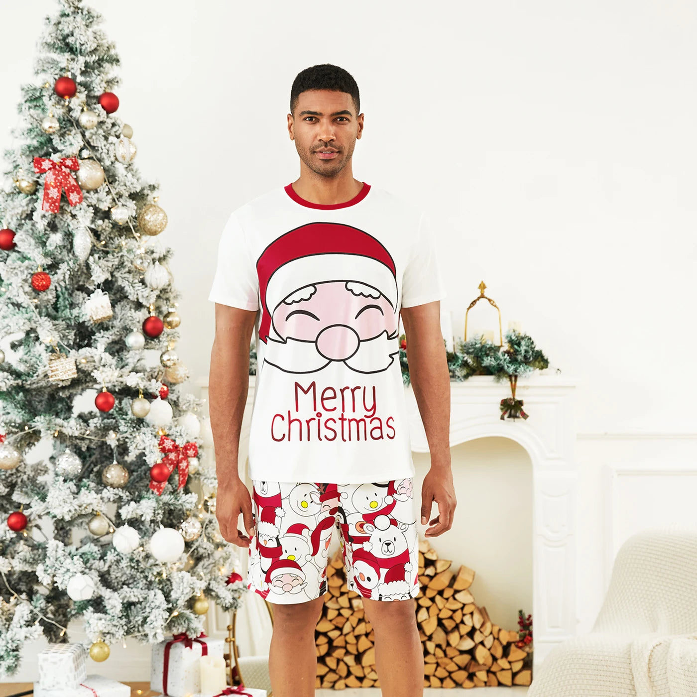 Merry Christmas Santa Print Pyjama Set