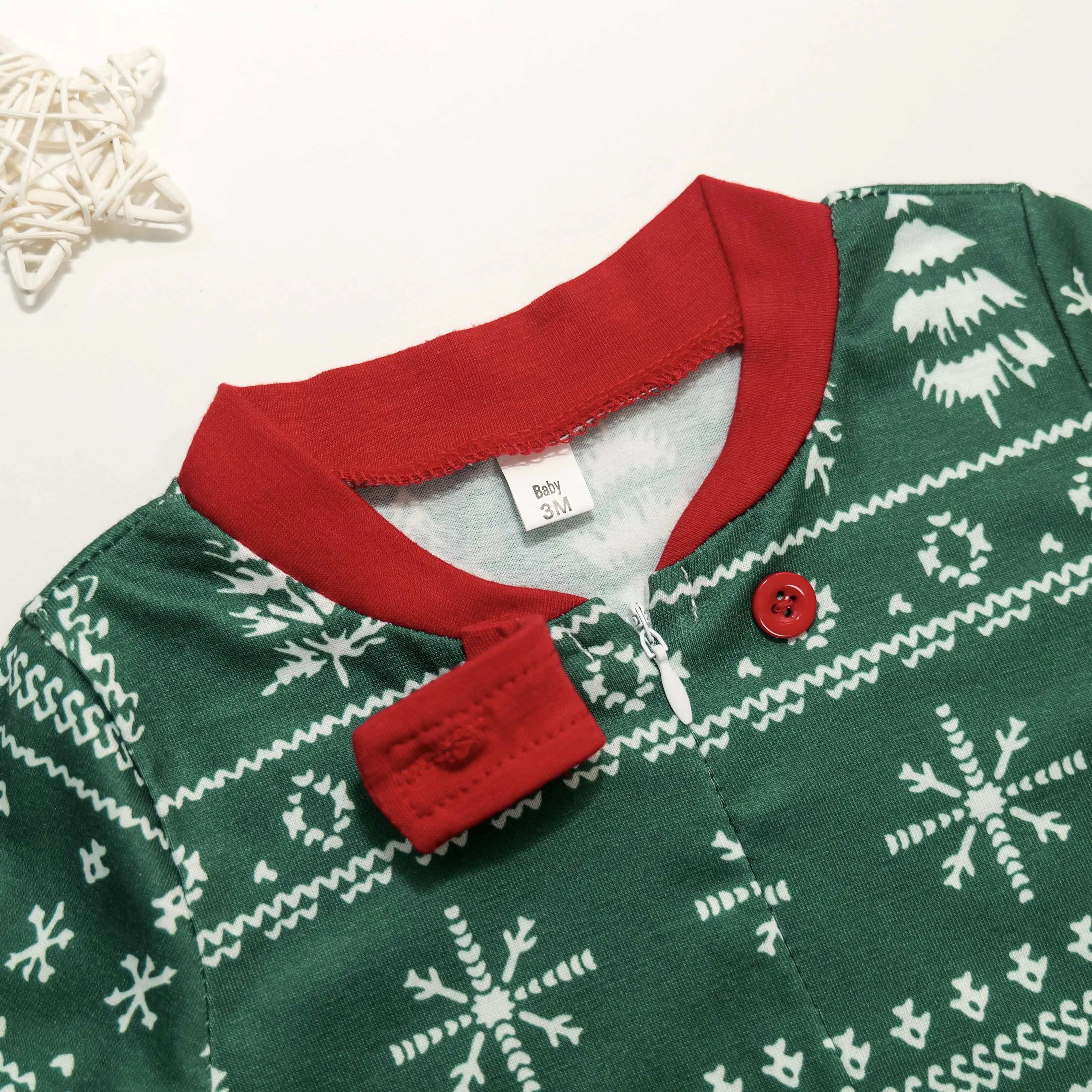 Green & Red Pine Tree & Snowflake Pyjama Set